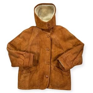 Vintage Hide Society Suede Coat Womens XL Brown Shearling Sheepskin Lined Canada
